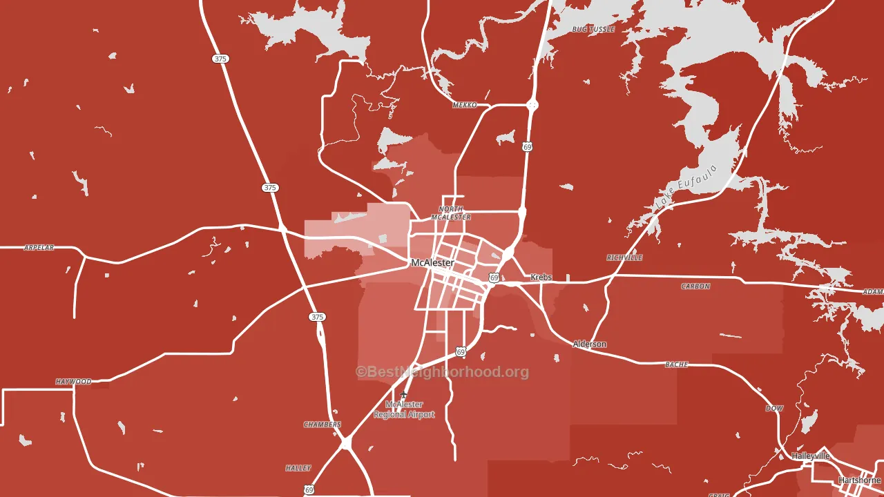 74501, OK block-group political-lean map