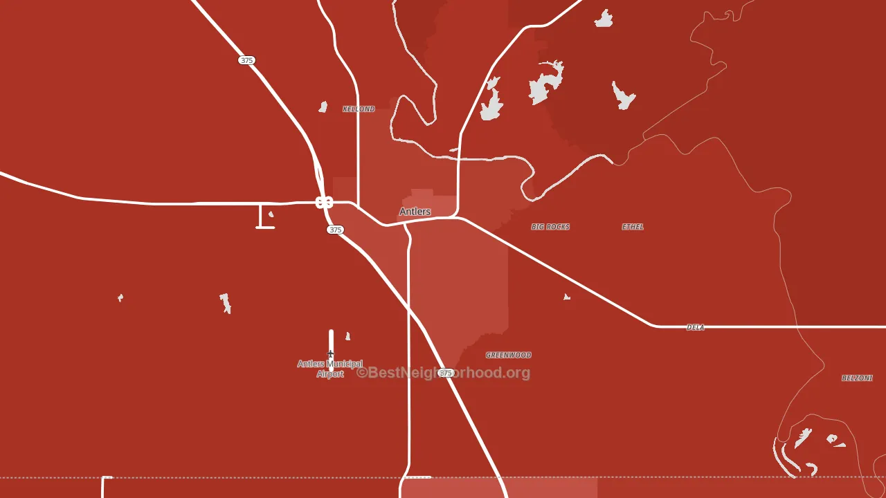 74523, OK block-group political-lean map