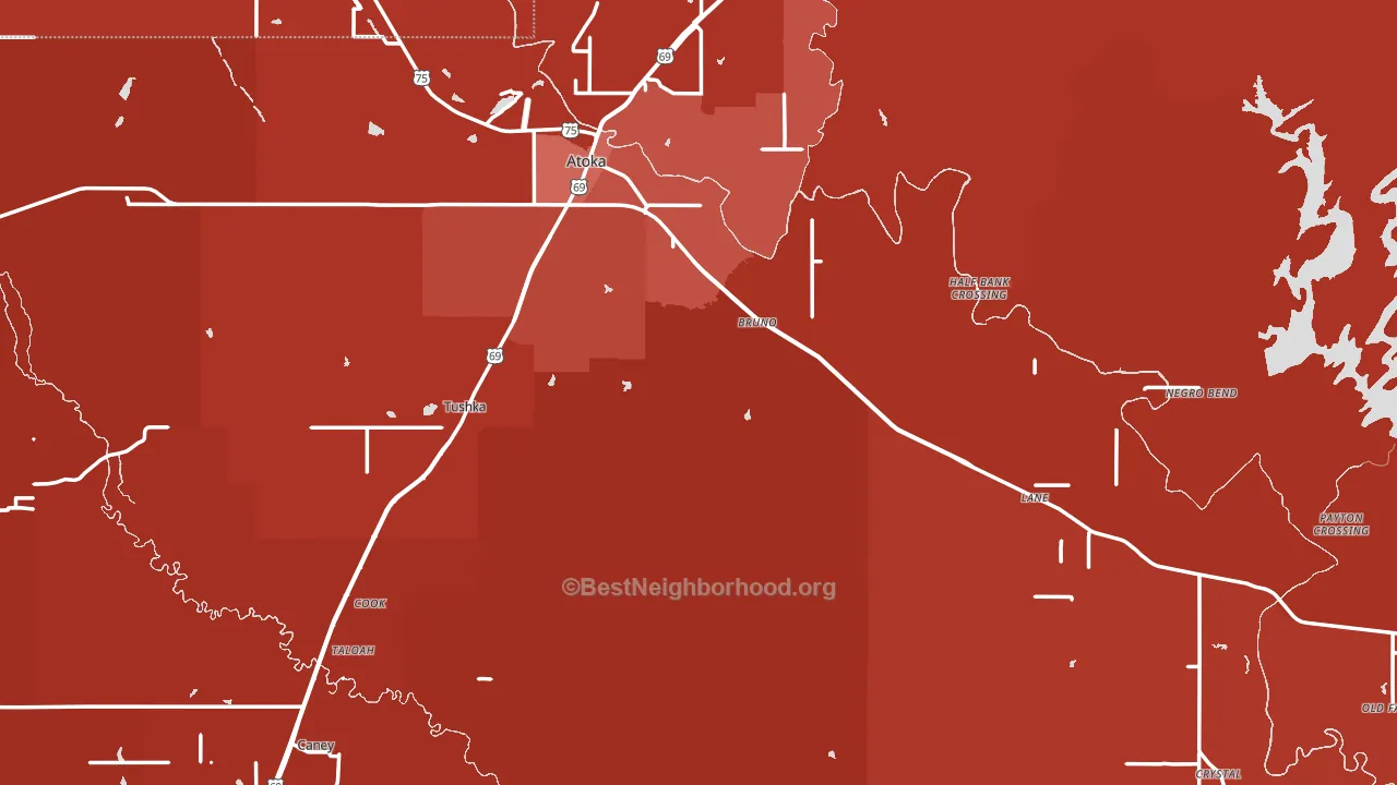 74525, OK block-group political-lean map