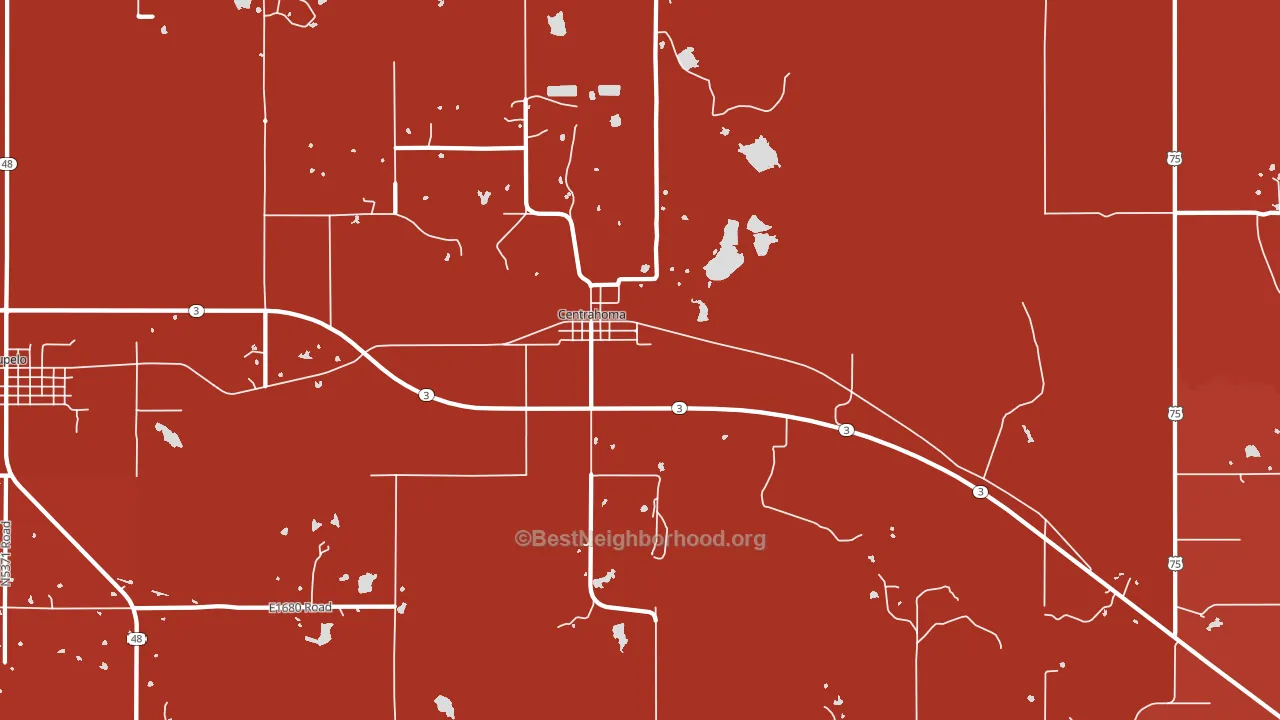 74534, OK block-group political-lean map