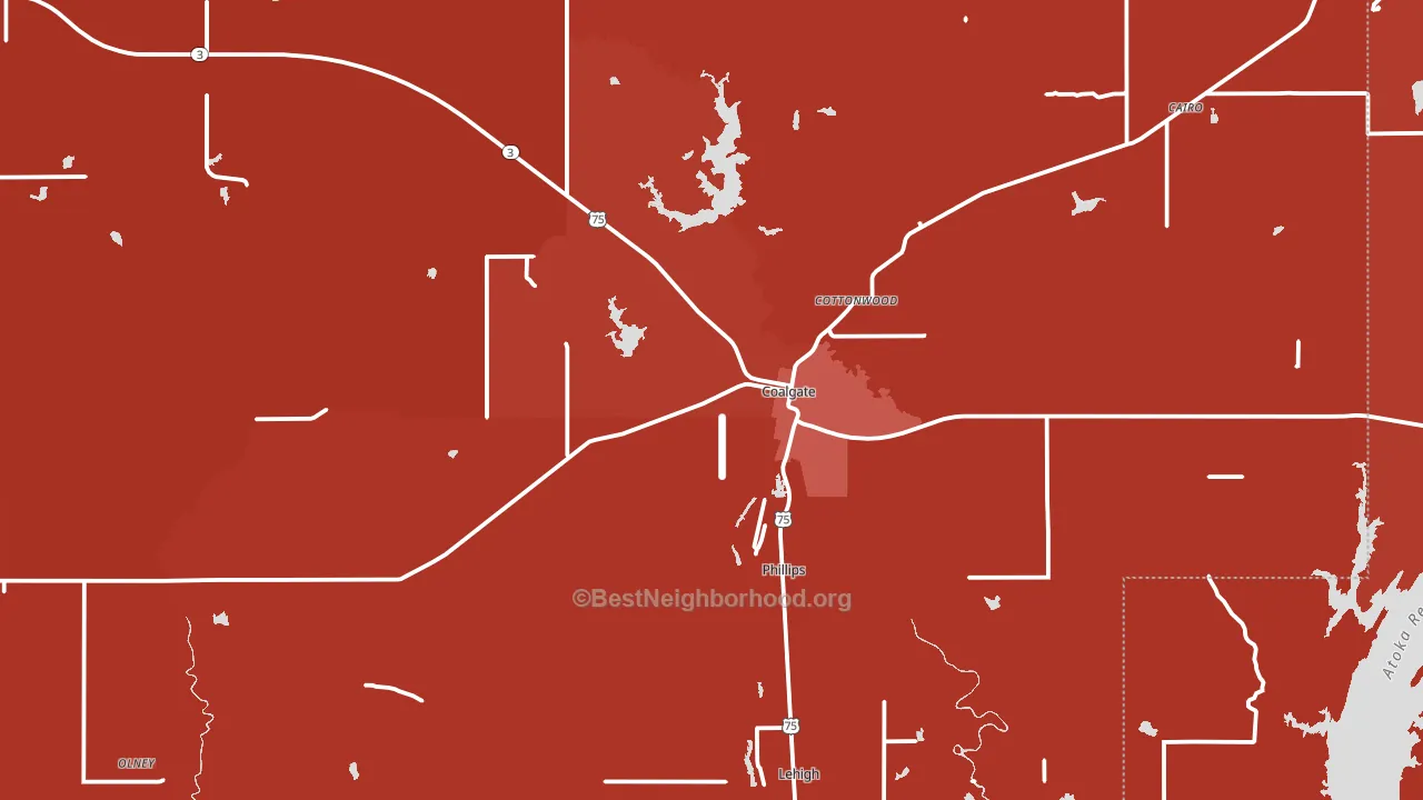 74538, OK block-group political-lean map