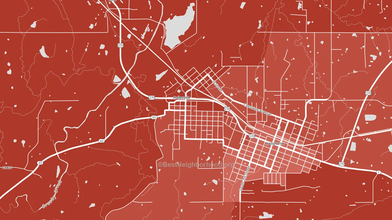 74546, OK block-group political-lean map
