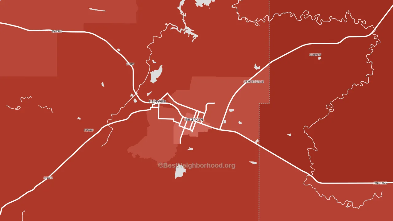 74547, OK block-group political-lean map