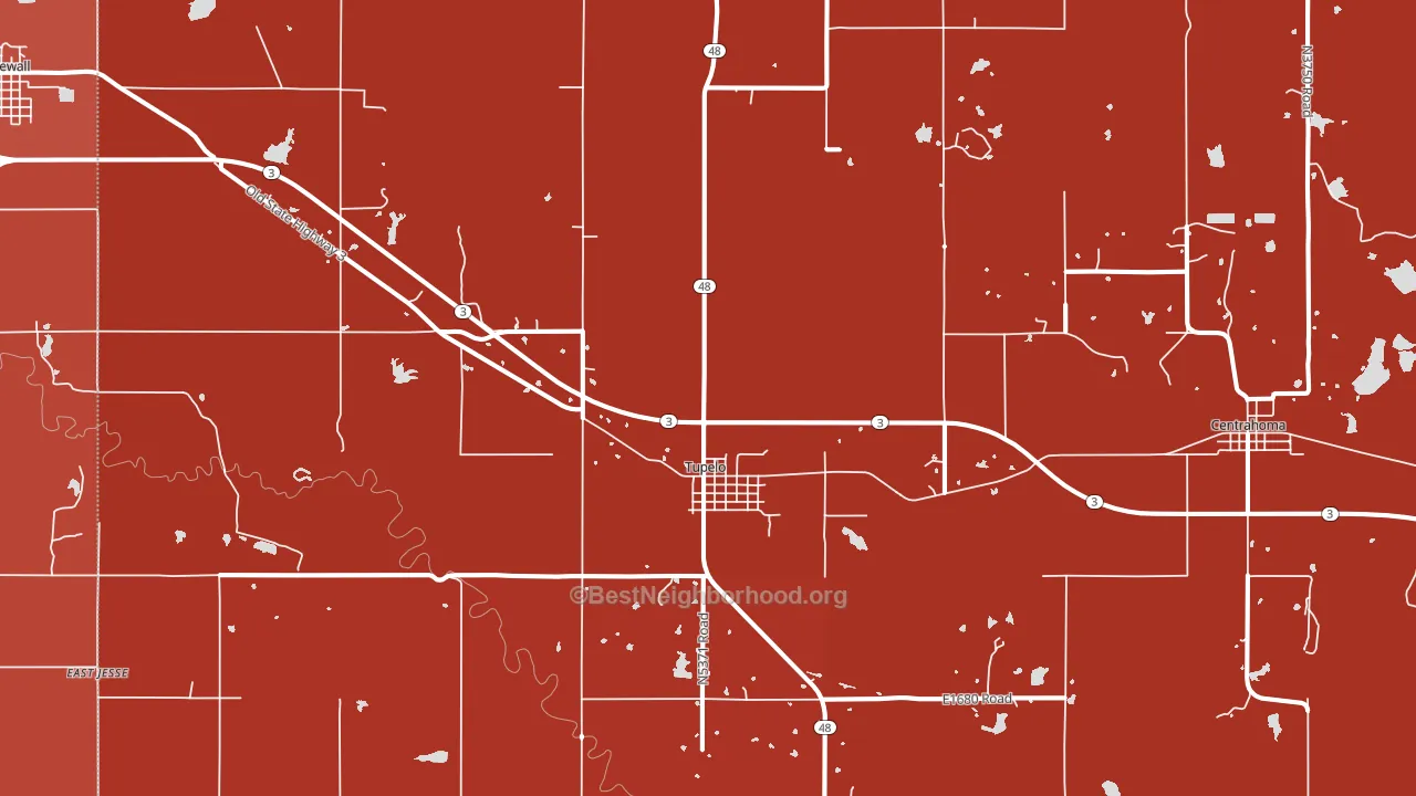 74572, OK block-group political-lean map