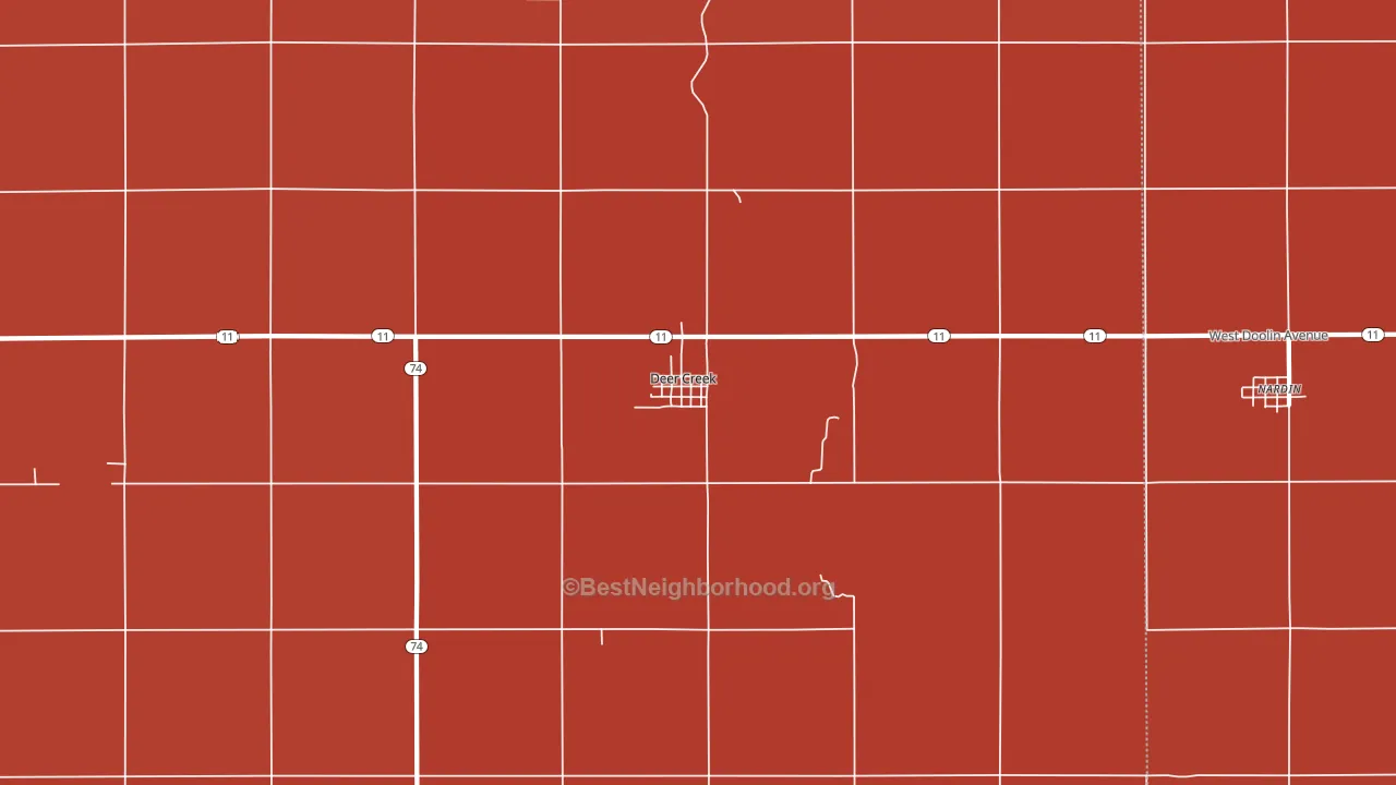 74636, OK block-group political-lean map