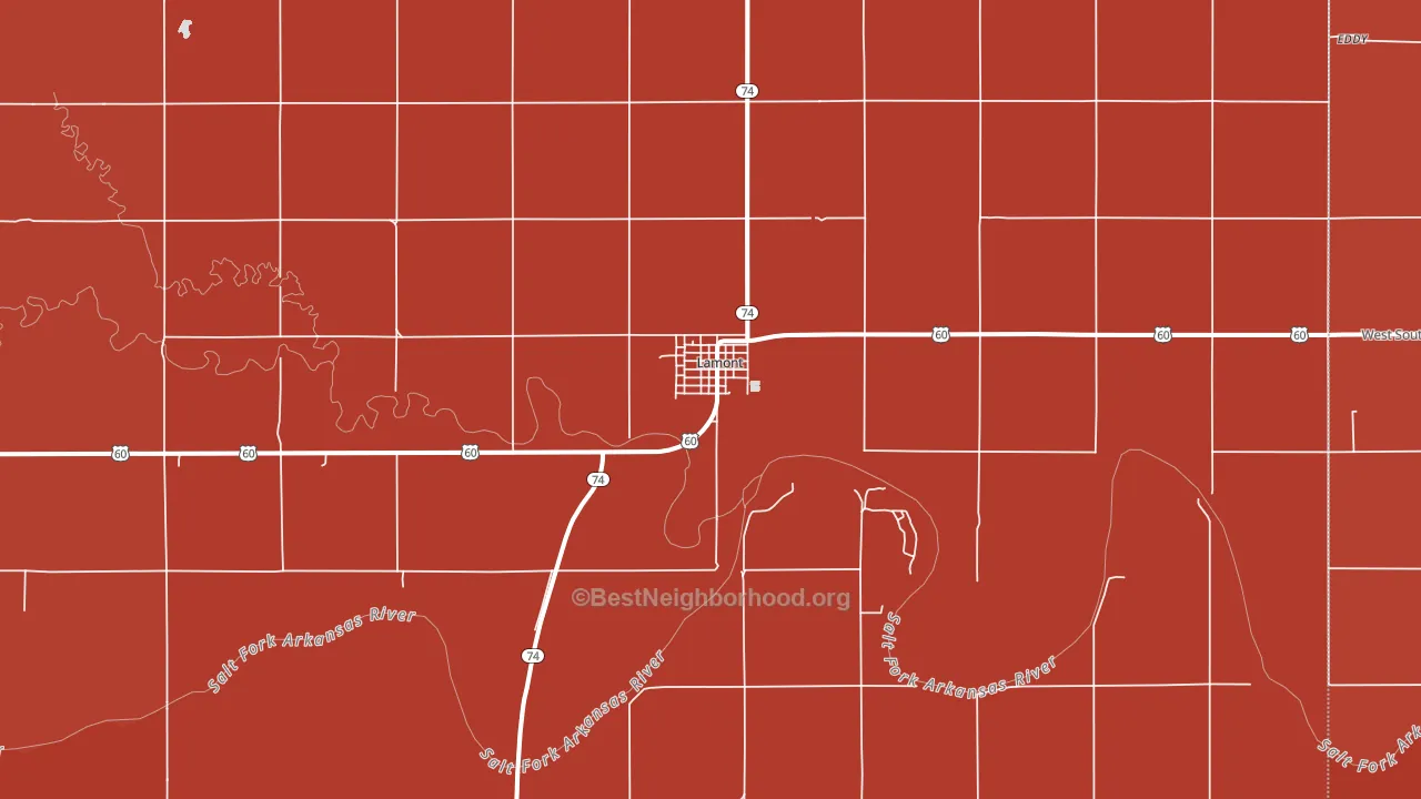 74643, OK block-group political-lean map