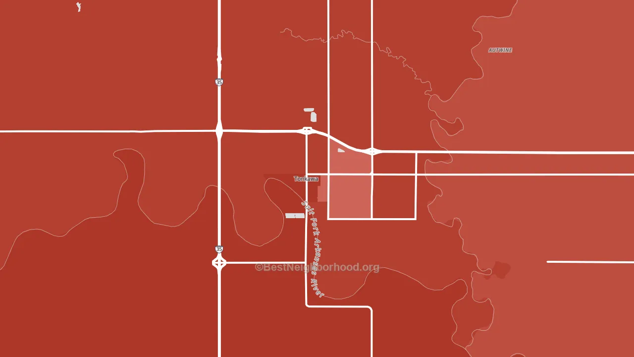 74653, OK block-group political-lean map