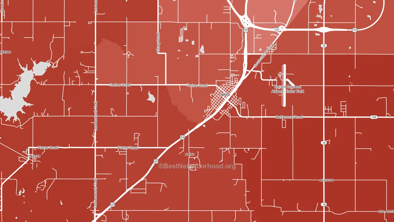 74730, OK block-group political-lean map