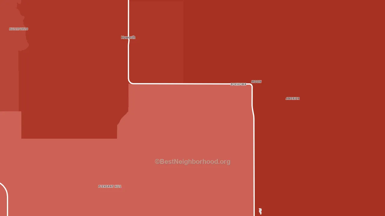 74740, OK block-group political-lean map