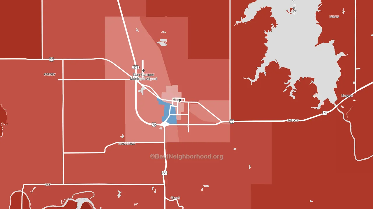 74743, OK block-group political-lean map