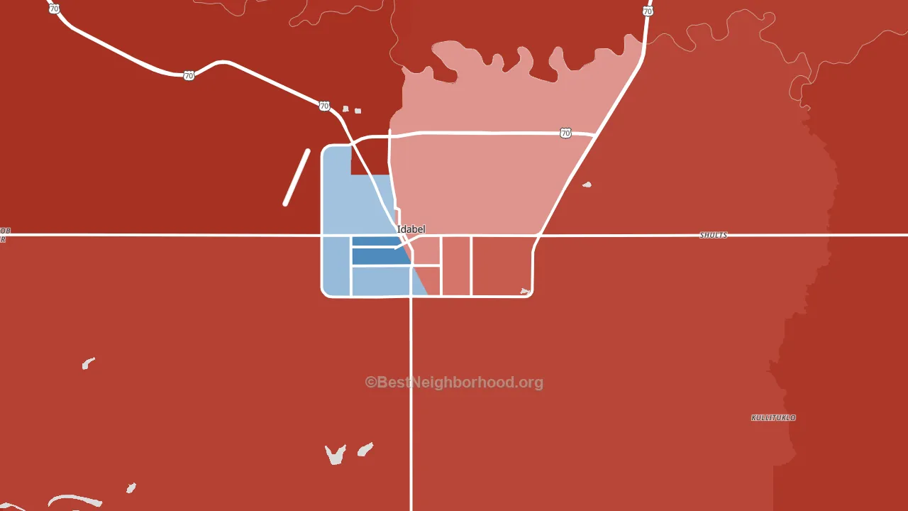 74745, OK block-group political-lean map