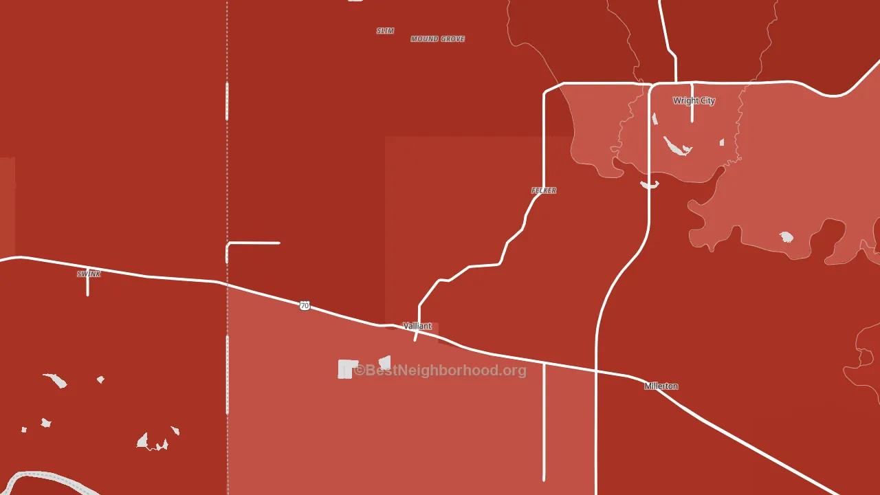 74764, OK block-group political-lean map