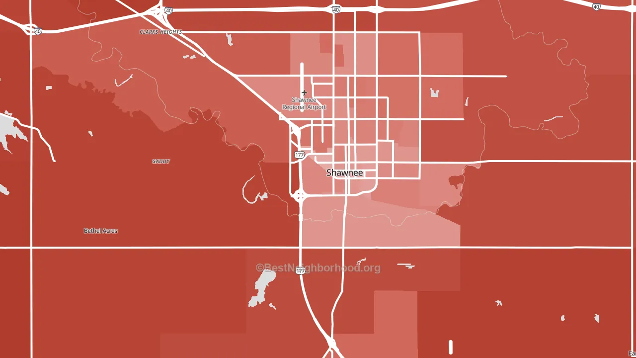 74801, OK block-group political-lean map