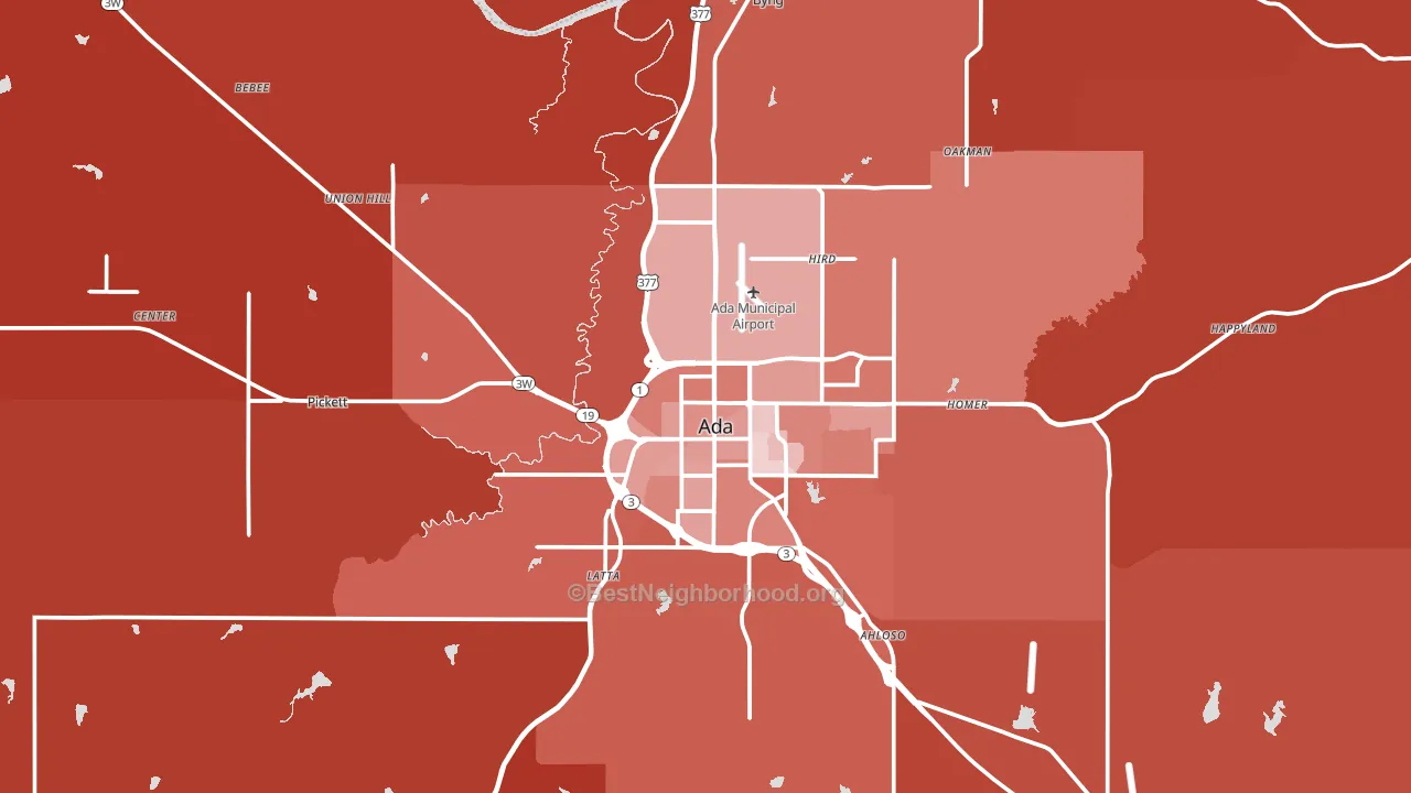 74820, OK block-group political-lean map