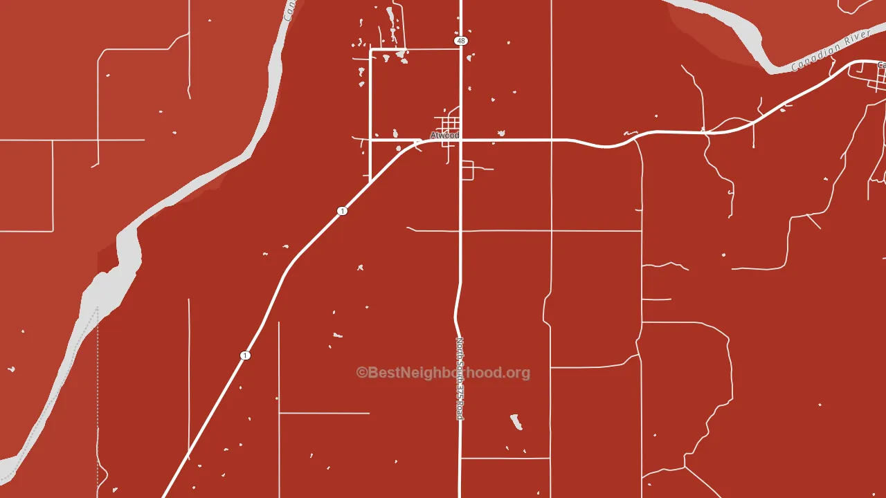 74827, OK block-group political-lean map