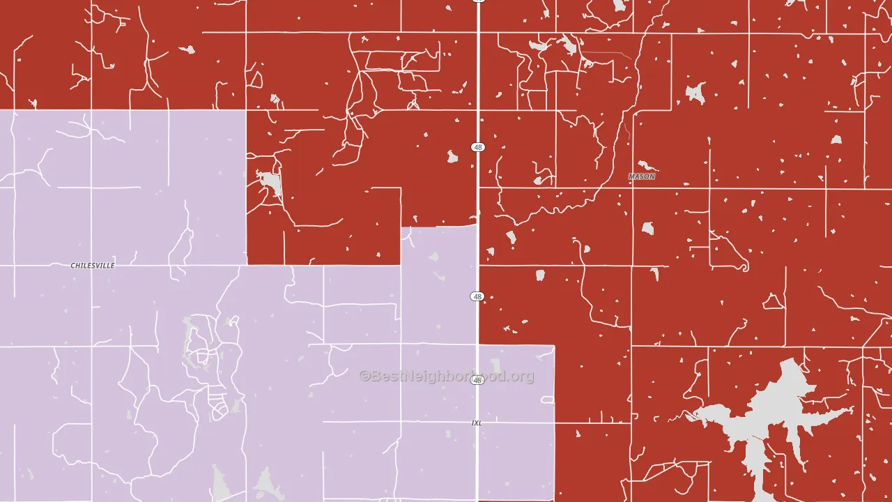 74833, OK block-group political-lean map