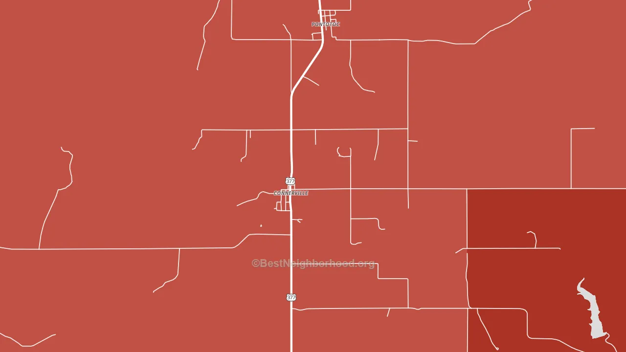 74836, OK block-group political-lean map