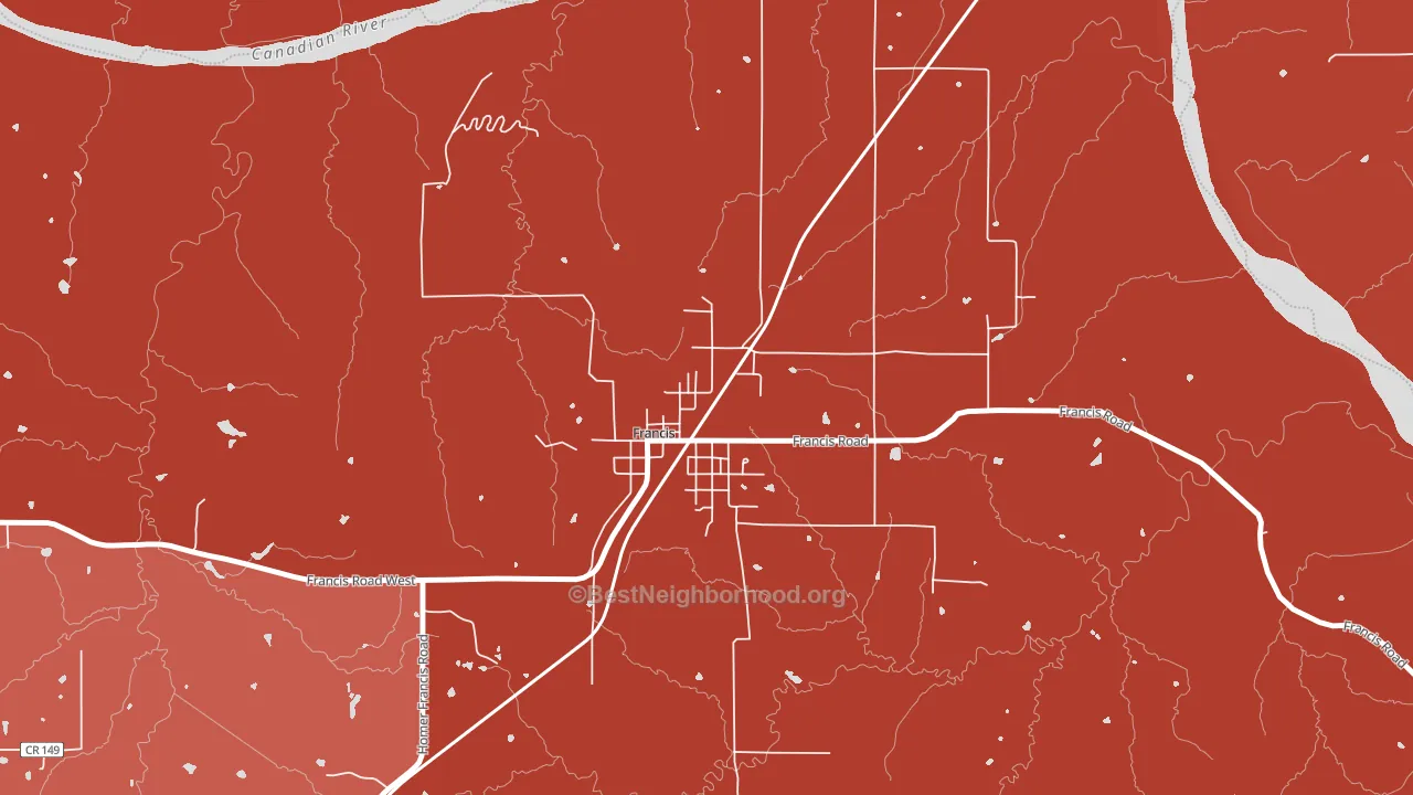 74844, OK block-group political-lean map