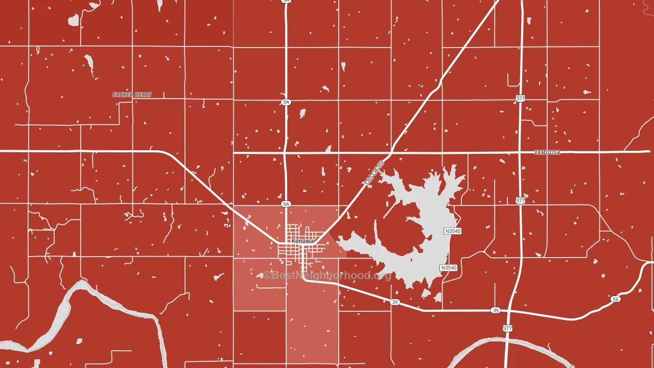 74849, OK block-group political-lean map