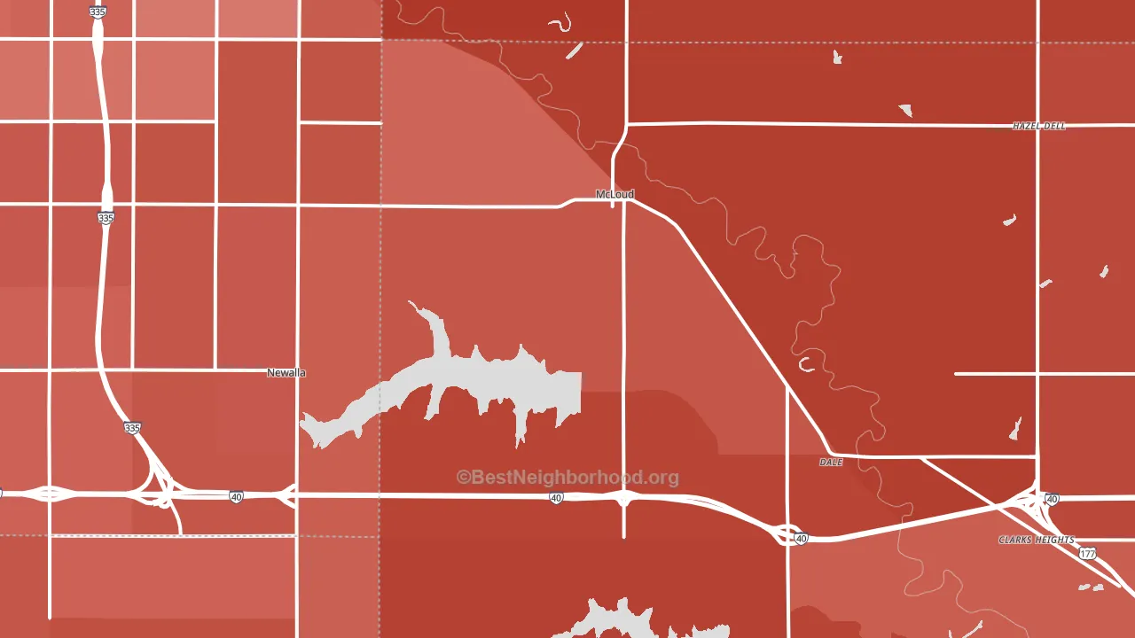 74851, OK block-group political-lean map