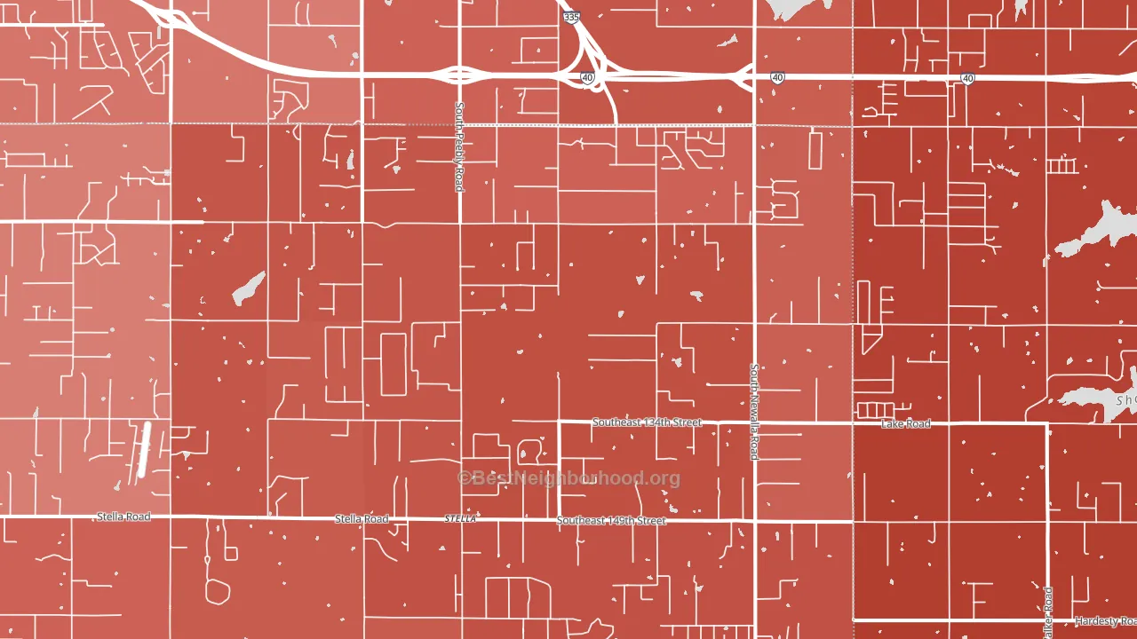 74857, OK block-group political-lean map