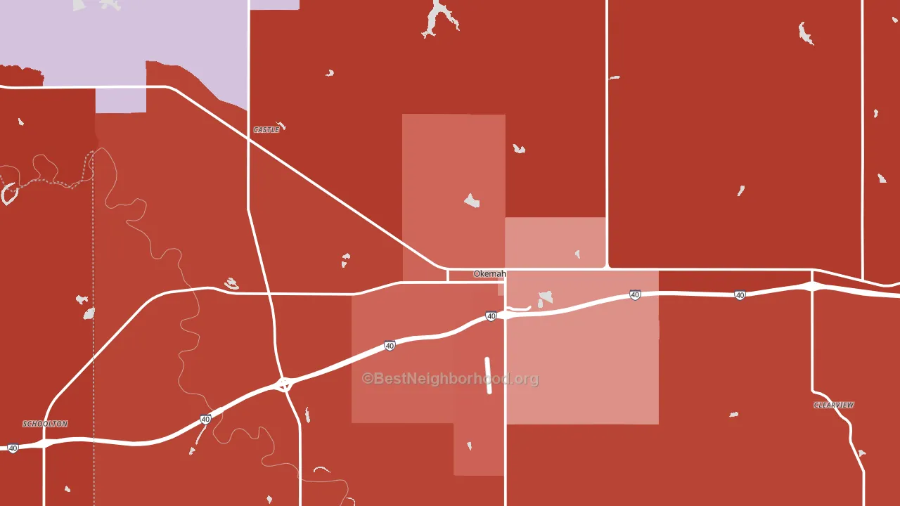 74859, OK block-group political-lean map