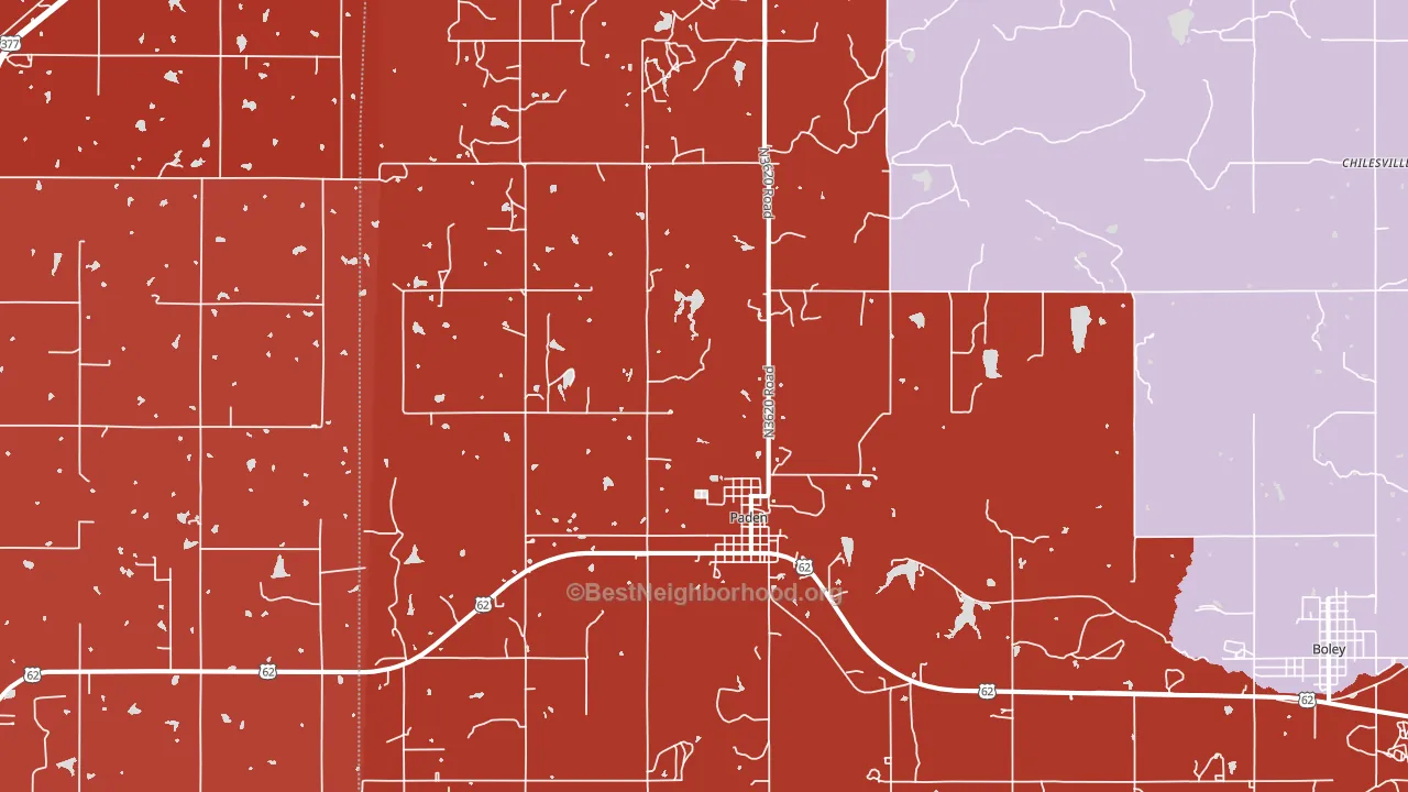 74860, OK block-group political-lean map
