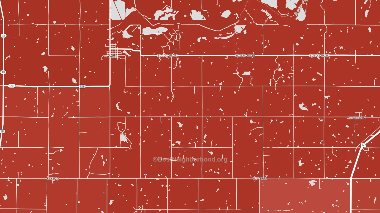 74869, OK block-group political-lean map