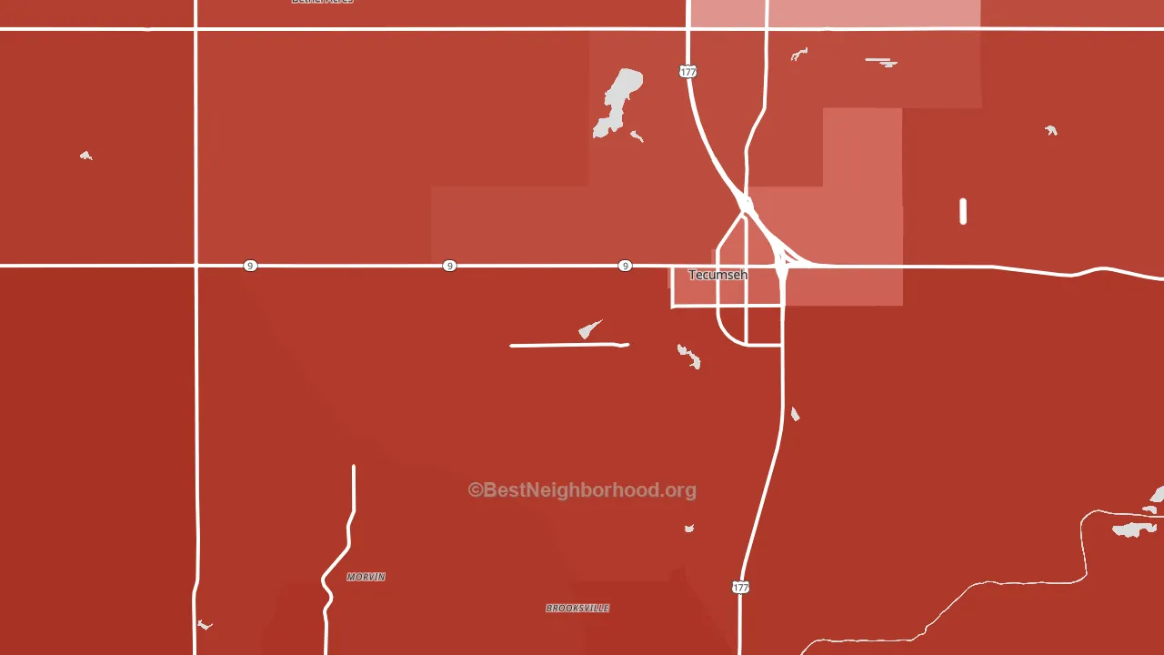 74873, OK block-group political-lean map
