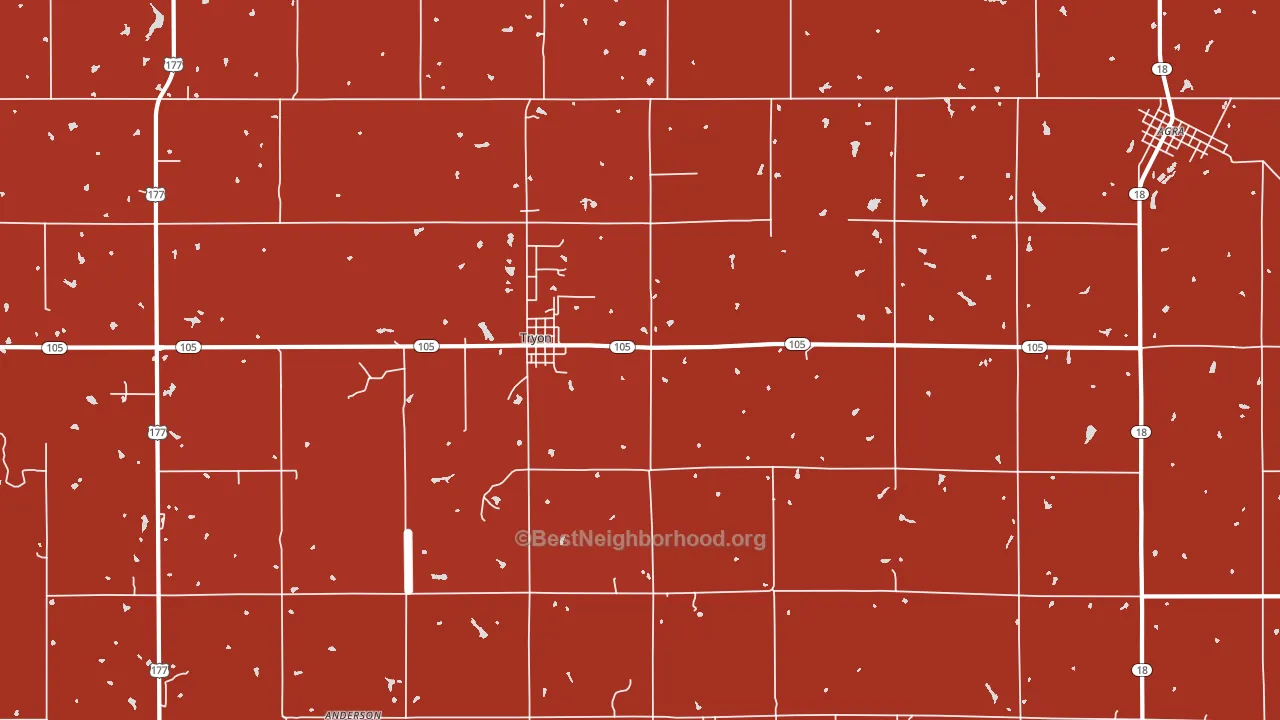 74875, OK block-group political-lean map