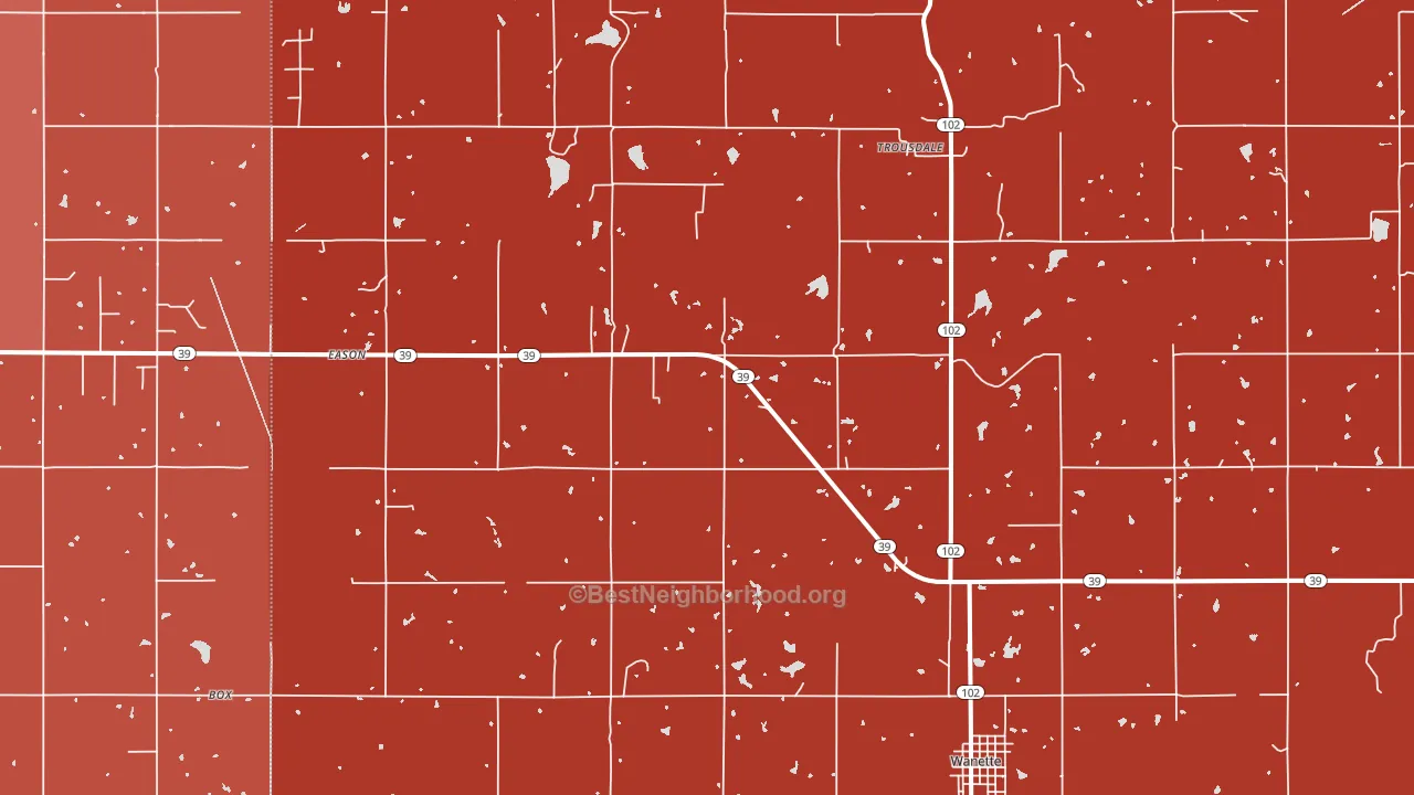 74878, OK block-group political-lean map