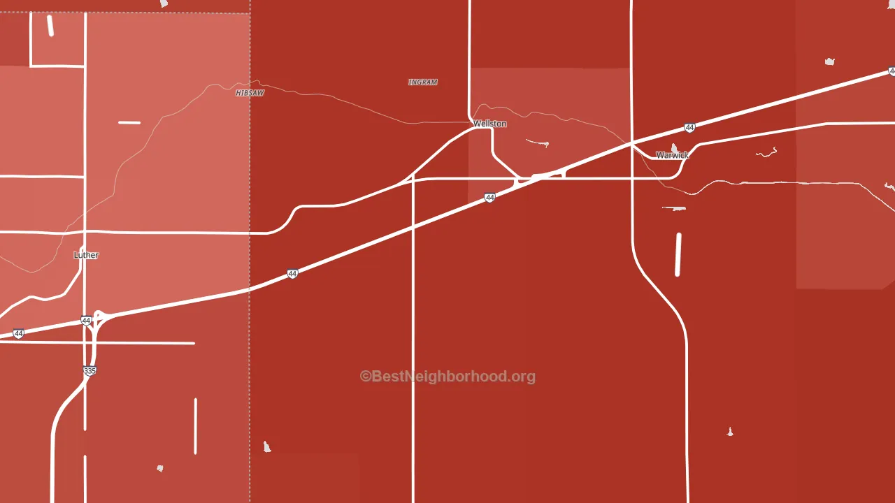 74881, OK block-group political-lean map
