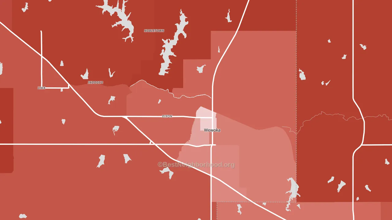 74884, OK block-group political-lean map