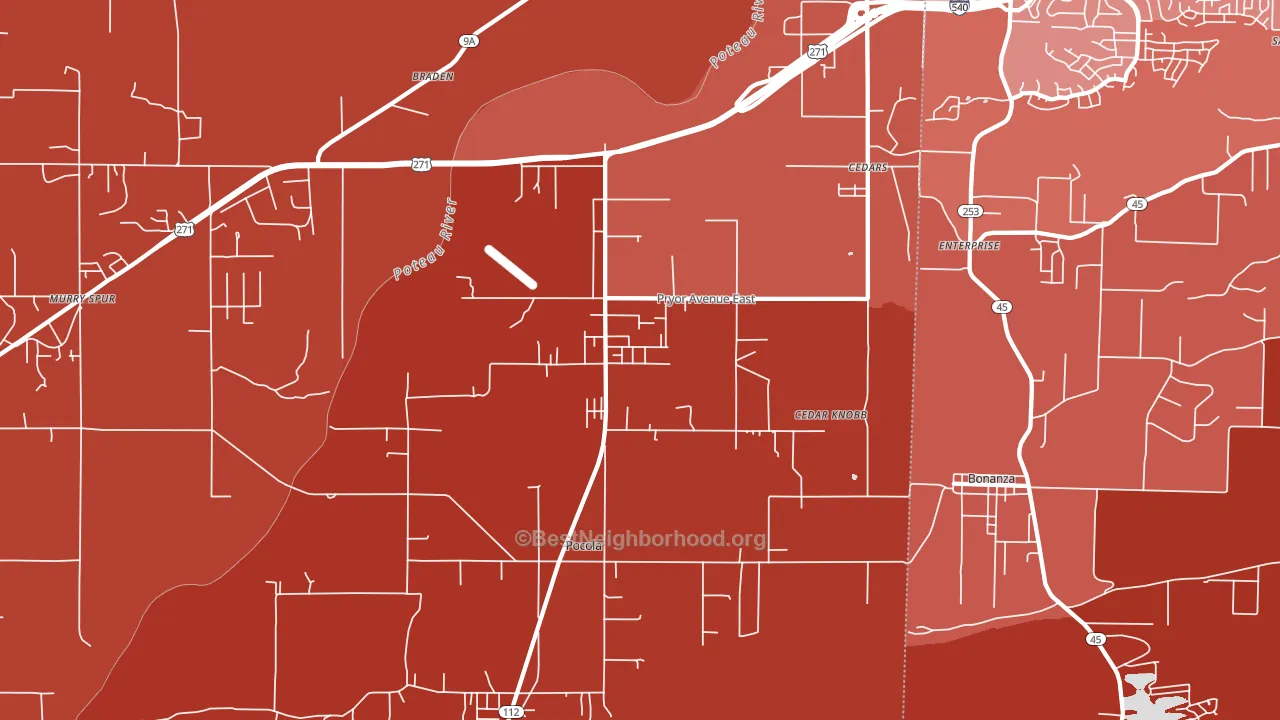 74902, OK block-group political-lean map