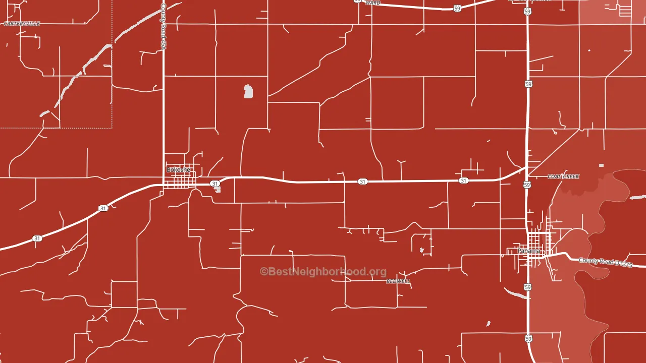 74930, OK block-group political-lean map