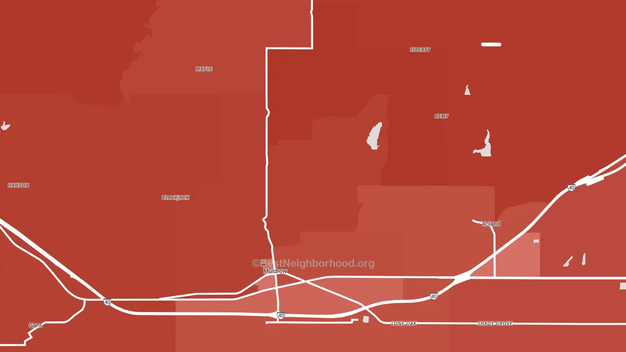 74948, OK block-group political-lean map