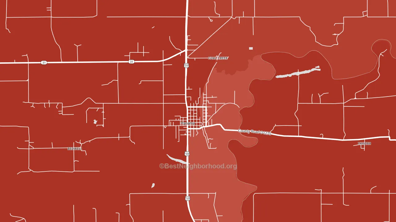 74951, OK block-group political-lean map