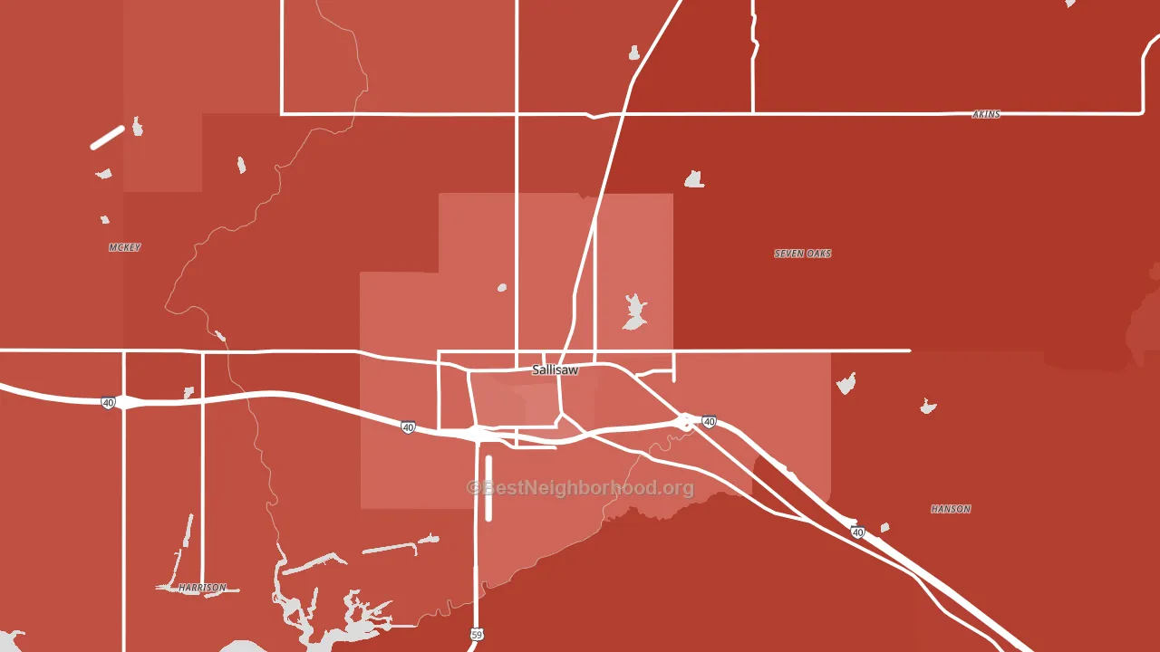 74955, OK block-group political-lean map