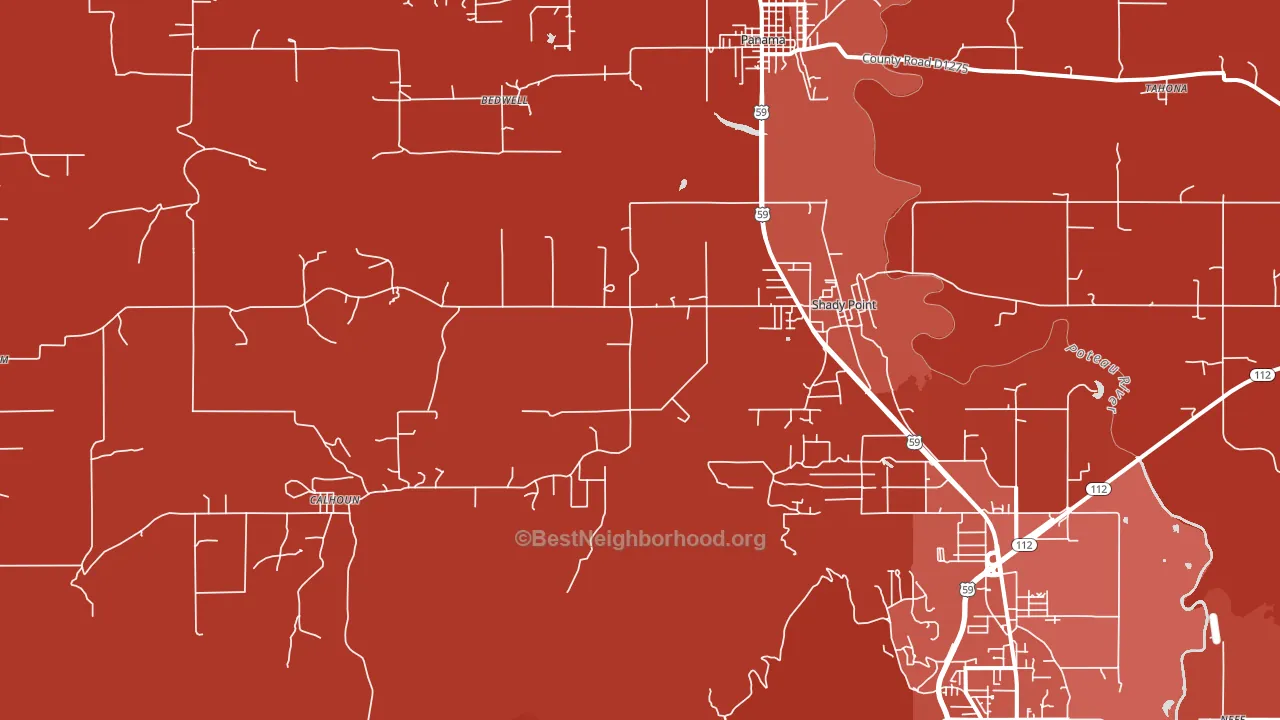 74956, OK block-group political-lean map