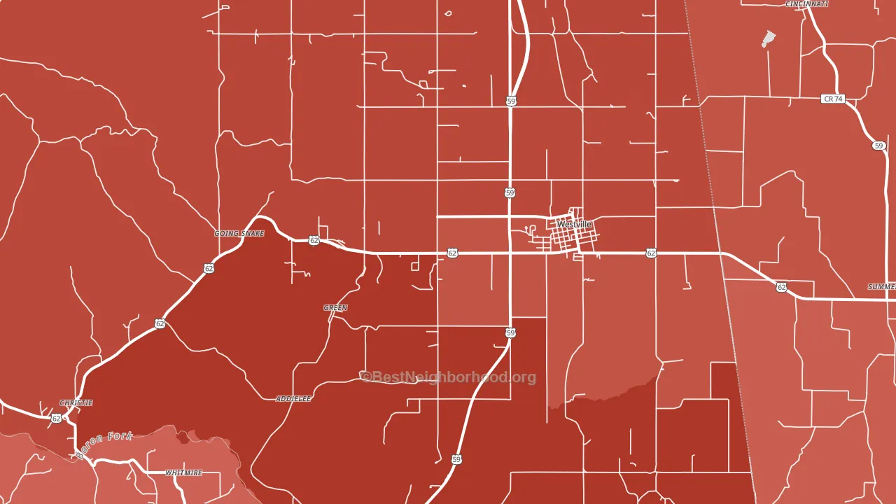 74965, OK block-group political-lean map