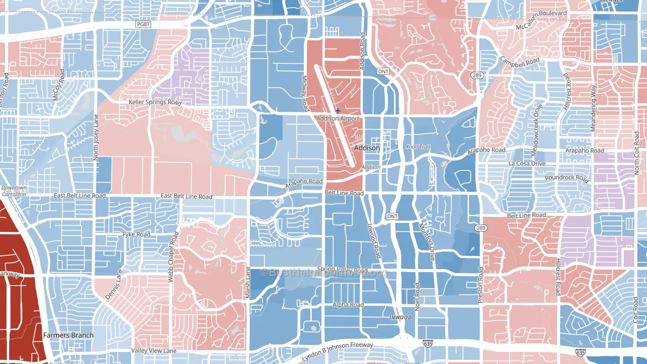 75001, TX block-group political-lean map