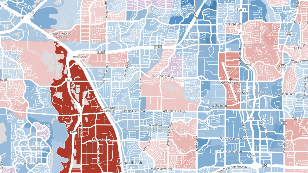 75006, TX block-group political-lean map