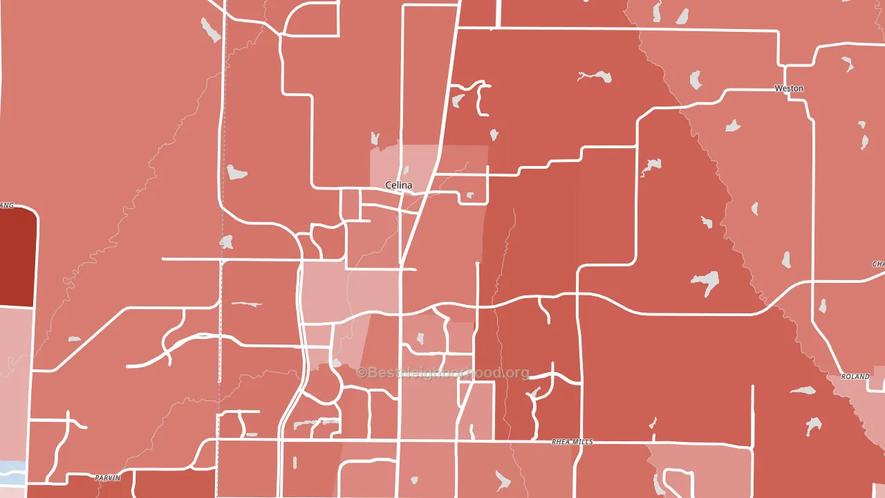 75009, TX block-group political-lean map