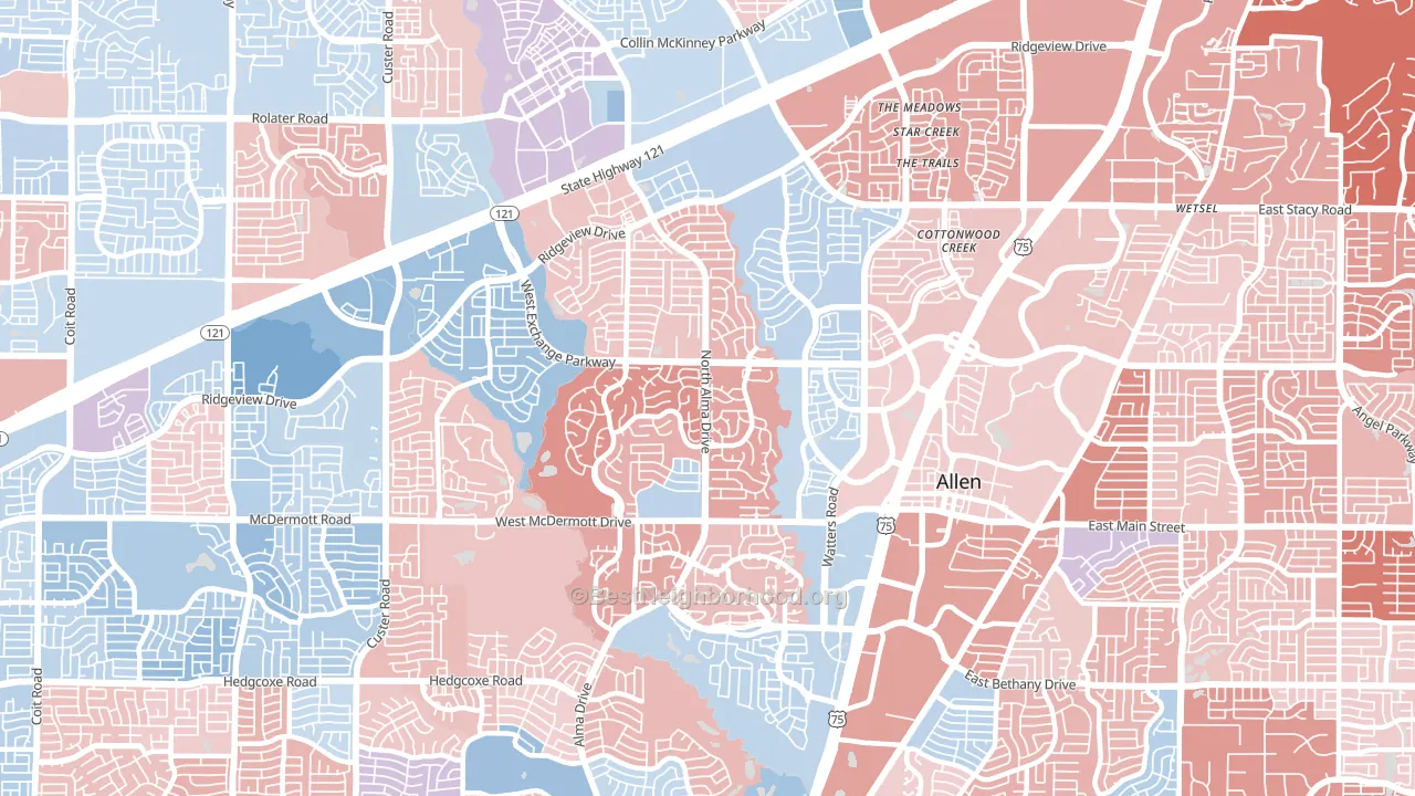 75013, TX block-group political-lean map