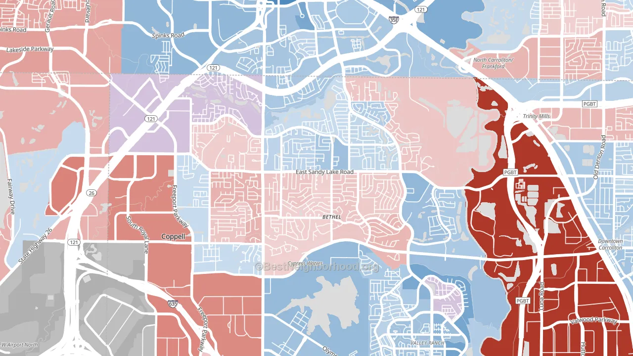 75019, TX block-group political-lean map