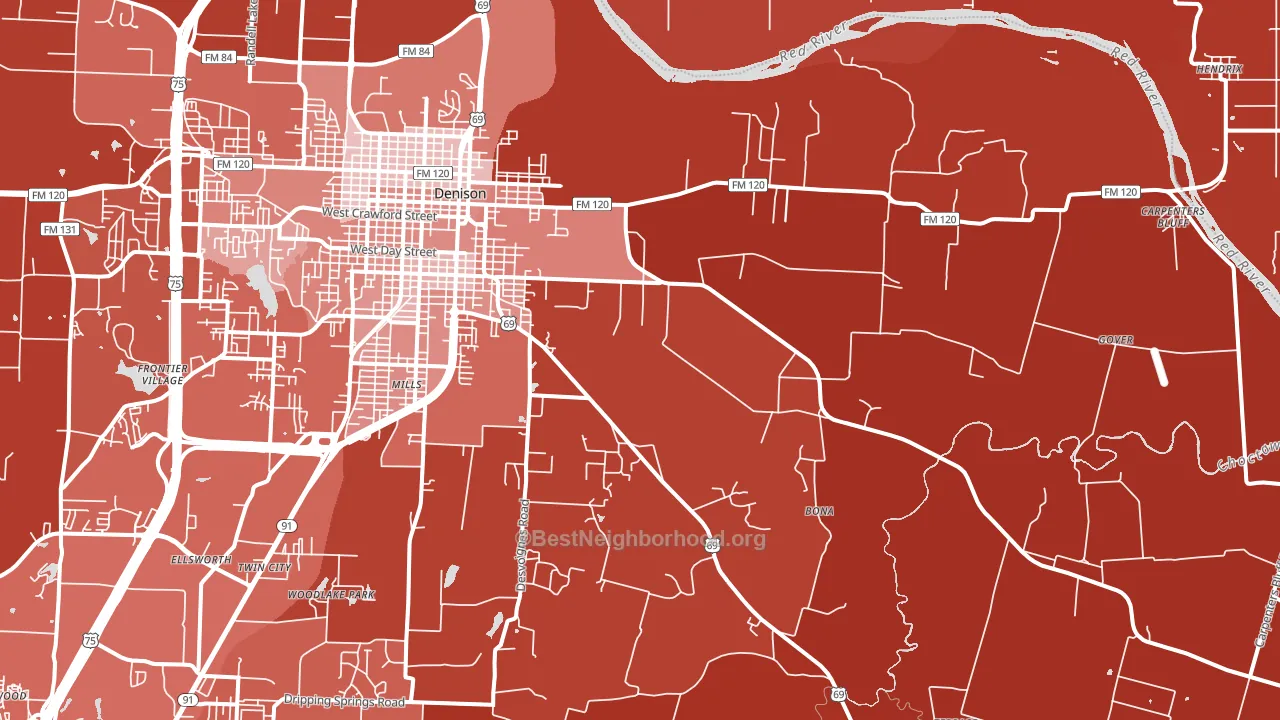 75021, TX block-group political-lean map