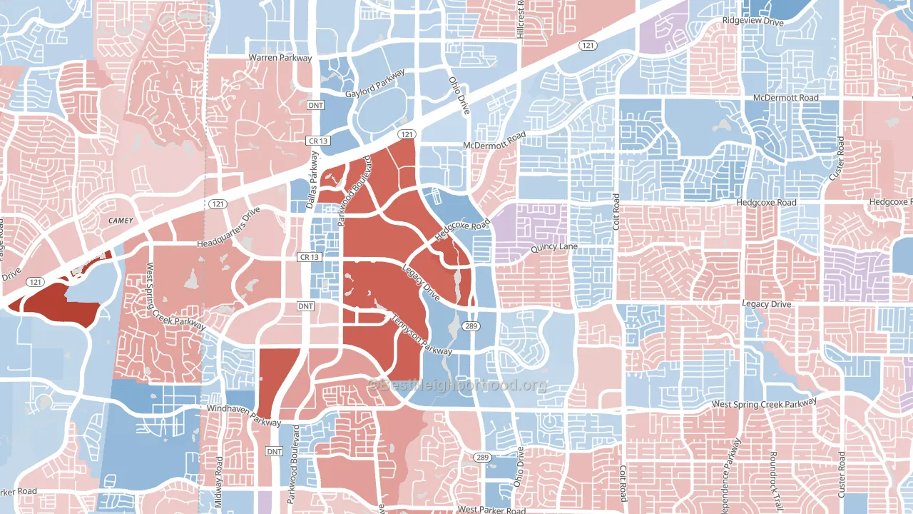 75024, TX block-group political-lean map