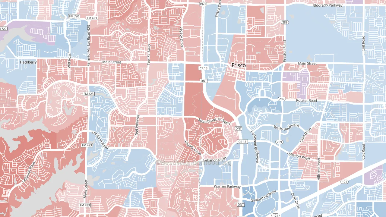 75034, TX block-group political-lean map