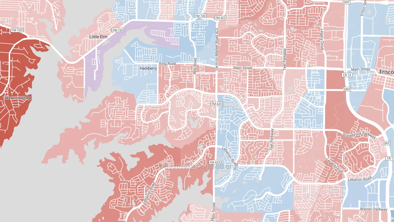 75036, TX block-group political-lean map