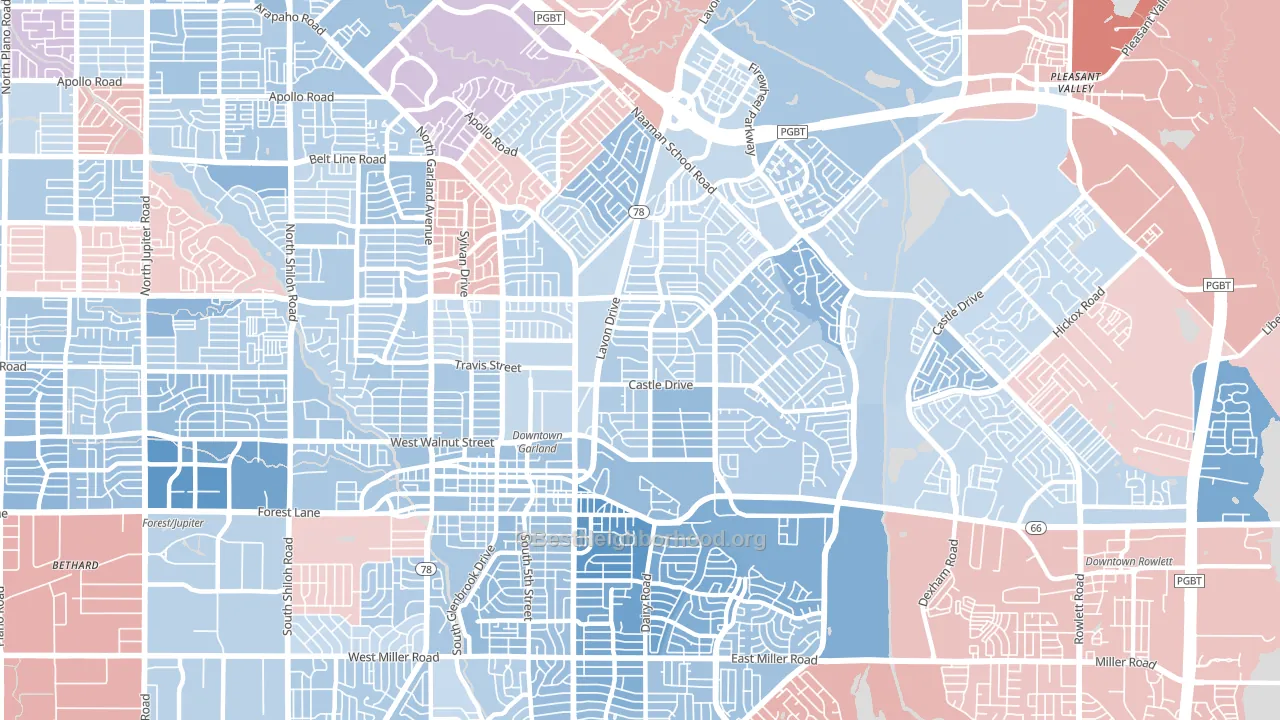 75040, TX block-group political-lean map